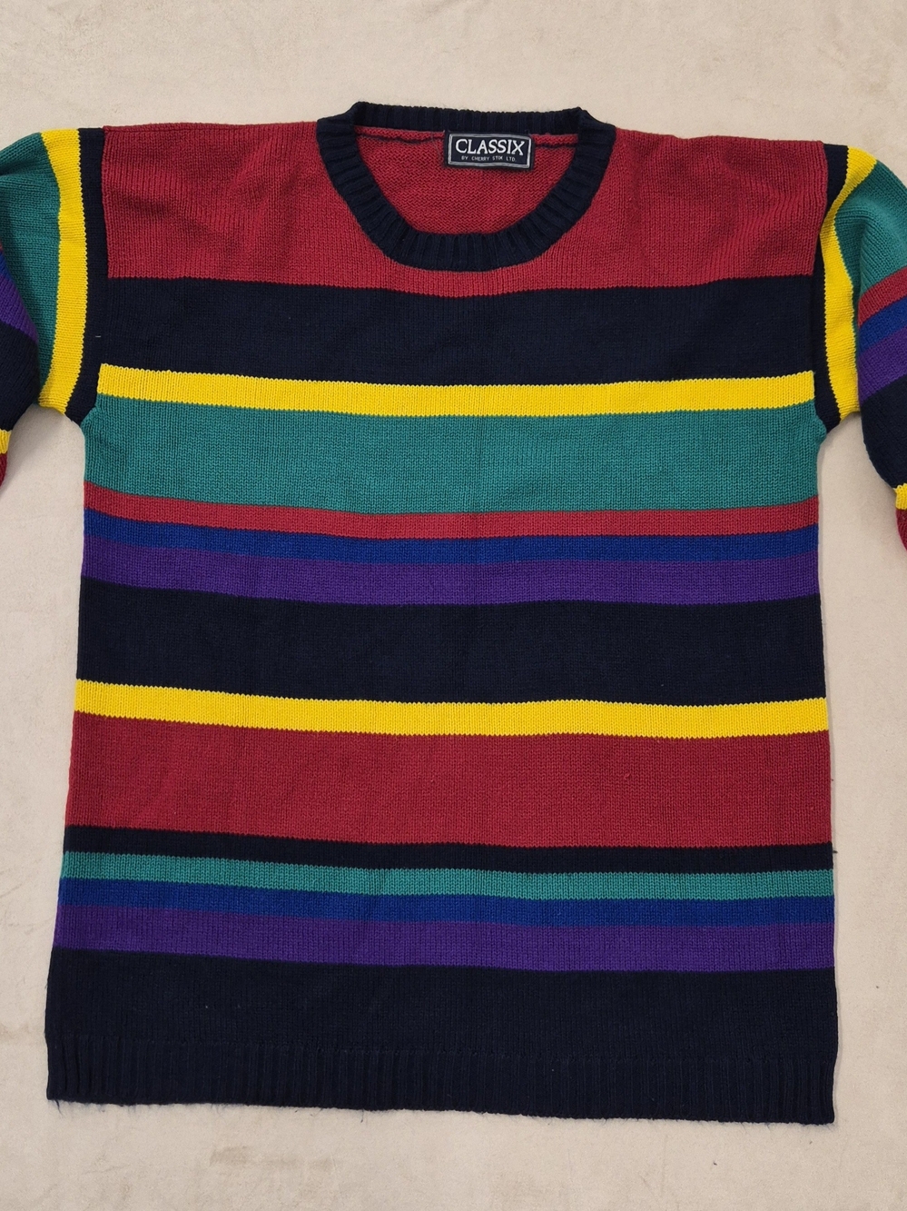 Men’s Classix By Cherry Stix Multicolor Striped Crewneck Sweater Coogi Style